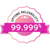 uptime reliability badge 99.999% illustrated badge that says uptime reliability, with 99.999% underneath