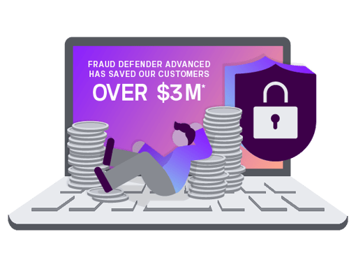 Image showing stat on how much money customers have saved using fraud defender