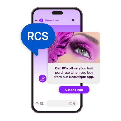 RCS being used on mobile device to display a business discount offer message