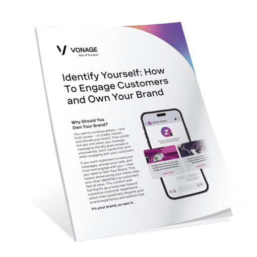Image of the cover of the "Identify Yourself: How to Engage Customers and Own Your Brand" guide — it shows the cover page with shading at the bottom to indicate the opening of a book Image of the cover of the "Identify Yourself: How to Engage Customers and Own Your Brand" guide — it shows the cover page with shading at the bottom to indicate the opening of a book