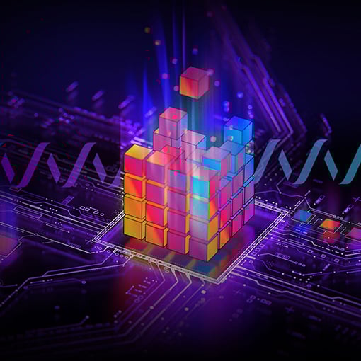 Building Blocks_UC CC_Fusion Illustration of blocks that represent complementary Vonage UC and CC solutions