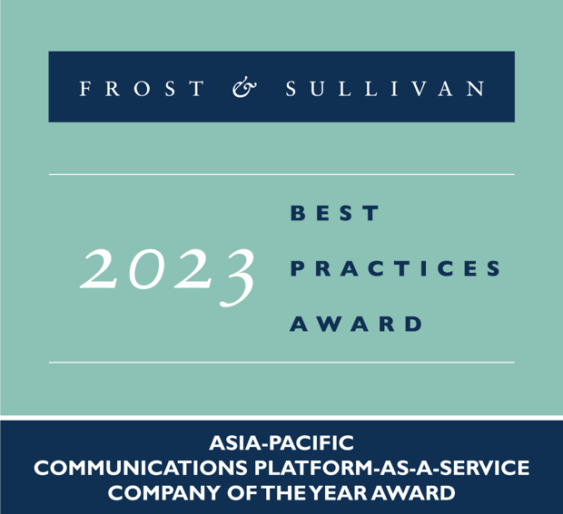 Frost & Sullivan 2023 Best Practices Award Logo for Frost & Sullivan 2023 Best Practices Award for Asia-Pacific CPaaS Company of the Year