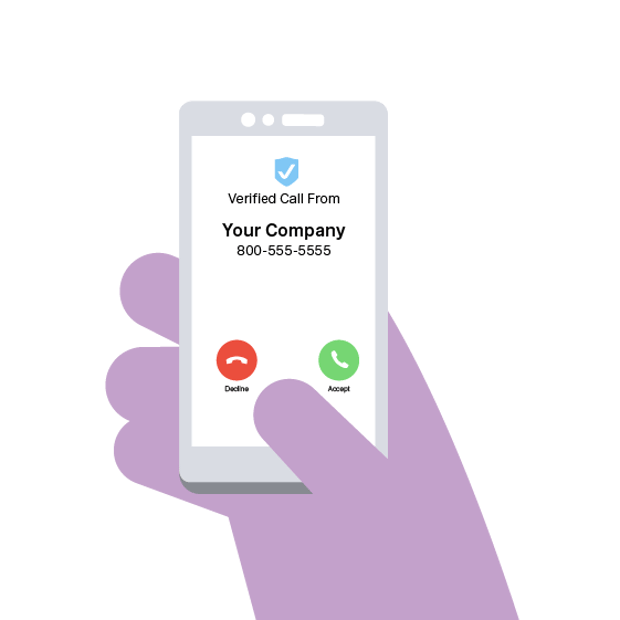 25FEB_AWS MARKETPLACE-BLOG-01.png image of hand, holding a smartphone. the screen notes a verified call from "Your Company" with the phone number and buttons to decline or accept the call