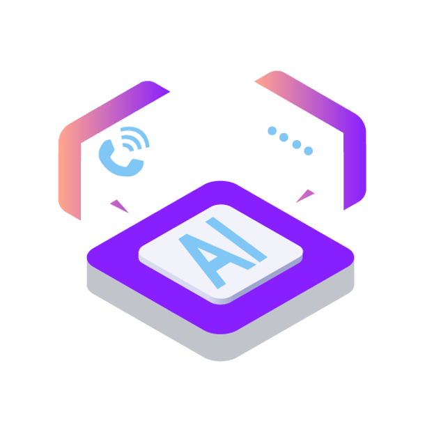 CC SEO AI Customer Service Blog Header Illustration of a chip-like object laying on the ground with AI written on it. Floating above the chip are two icons representing phone calls and texts.