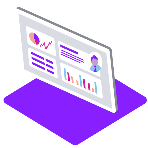 CC SEO CDM Blog Header Illustration of a data card showing various charts and information fields about the customer's activity history with a business.