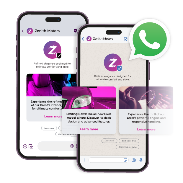 This image shows a sample RCS side-by-side with a WhatsApp message