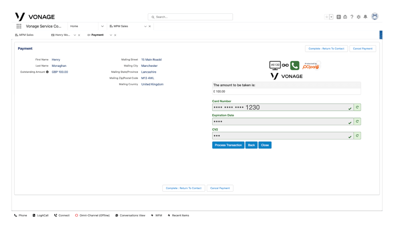 PCI Pal app screen