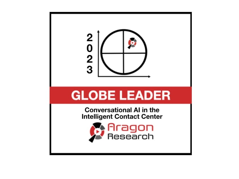 Aragon Research Globe™ for Conversational AI in the Intelligent Contact Center, 202 3 Badge for Aragon Research Globe™ for Conversational AI in the Intelligent Contact Center, 2023