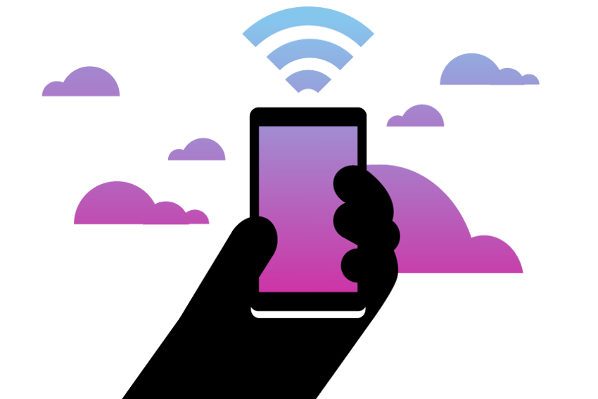 What Are Different Phone Systems Header Illustration of a hand holding a cell phone. Emanating from the top of the phone are wave icons representing internet-based phone calls.