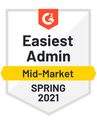 G2 Easiest Admin Mid-Market Spring 2021 Award G2 Easiest Admin Mid-Market Spring 2021 Award