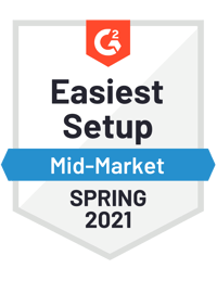 G2 Easiest Setup Mid-Market Spring 2021 Award G2 Easiest Setup Mid-Market Spring 2021 Award