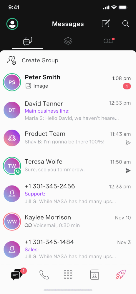 Vonage Business Mobile App Screenshots