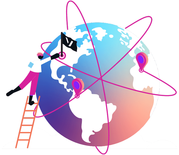 worldwide-communication image of globe with ladder