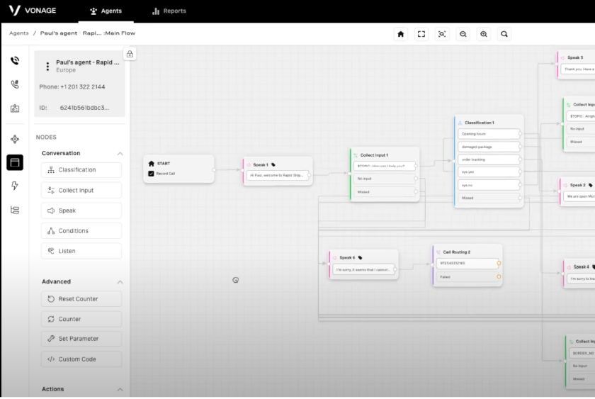 Vonage AI Studio Blog Header Screenshot of Vonage AI Studio interface
